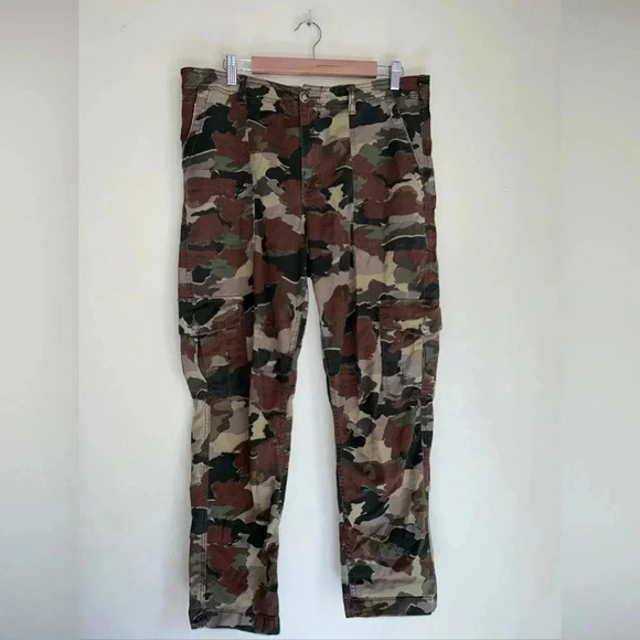 Anthropologie Linen Blend Camo Cargo pants size 31 - Picture 1 of 6